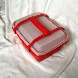 Vintage 1970's Retro Red/Orange Tupperware Pack-N-Carry Lunch Box.